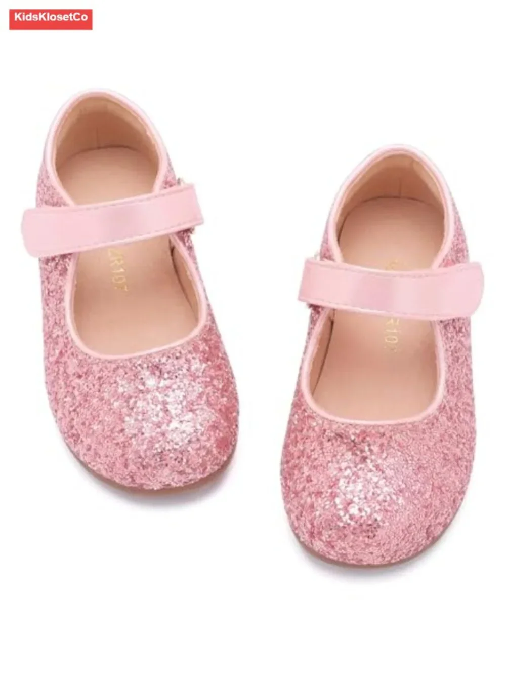 Toddler Flower Girl Dress Shoes Mary Janes Flat with Hook and Loop Closure